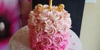 Pink Rosette & Gold Smashcake